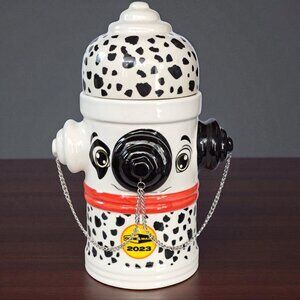 Core and Main 2023 Ceramic Fire Hydrant Gift Cookie Jar Dalmatian Dog